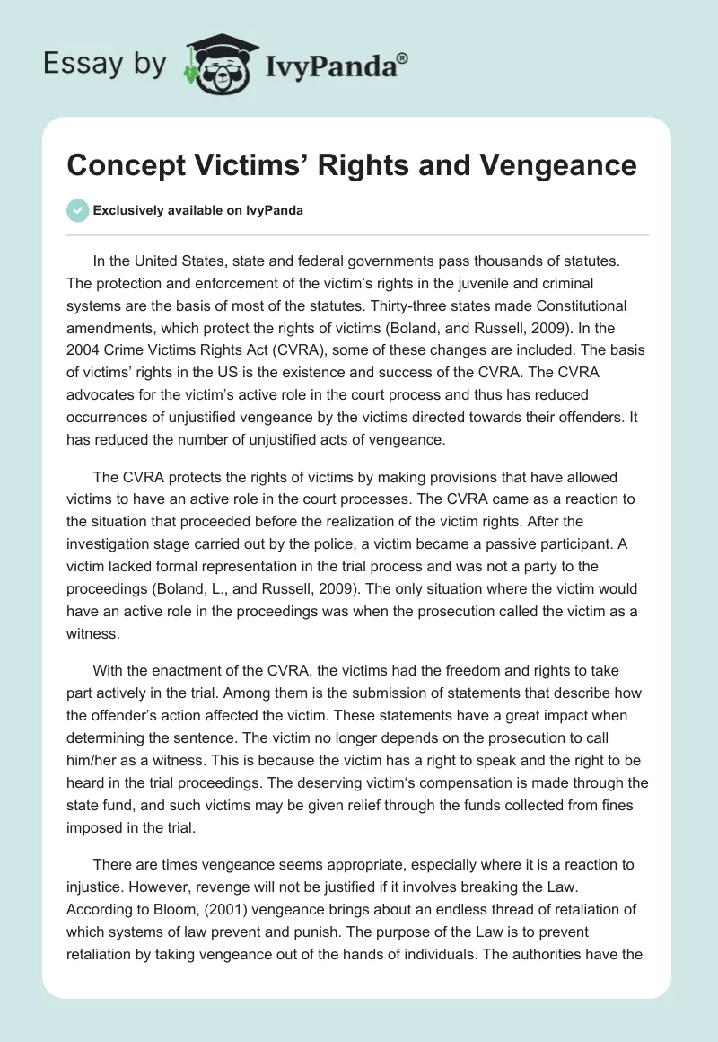 Concept Victims’ Rights and Vengeance. Page 1