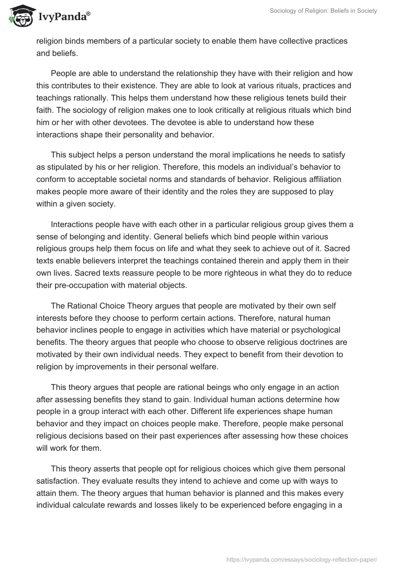 Sociology of Religion: Beliefs in Society. Page 2