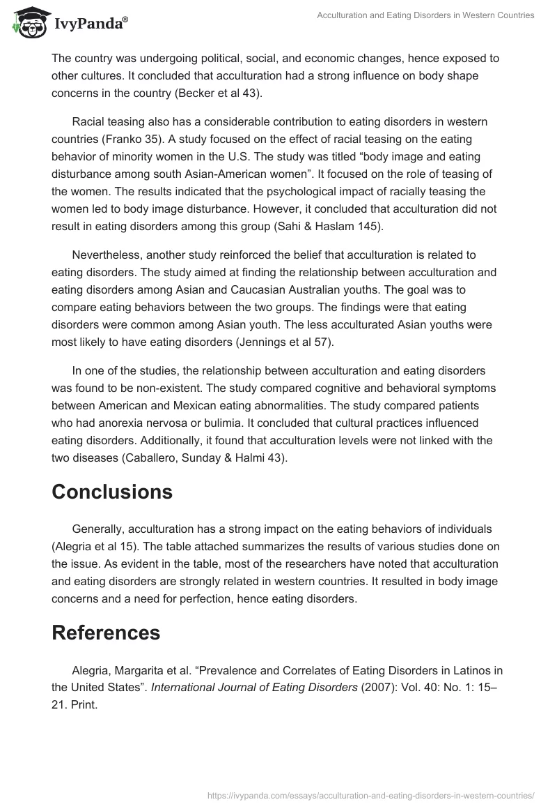 Acculturation and Eating Disorders in Western Countries. Page 2