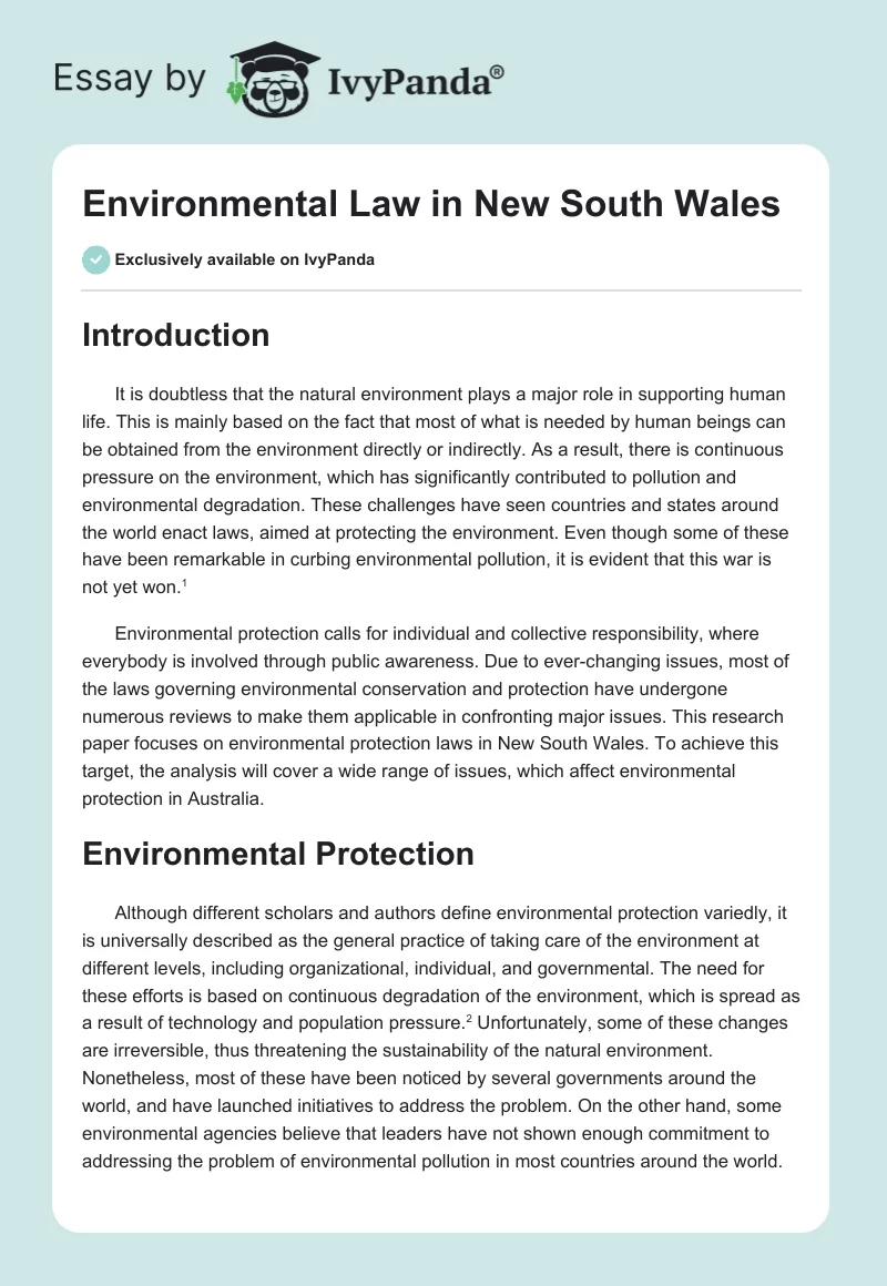 Environmental Law in New South Wales. Page 1
