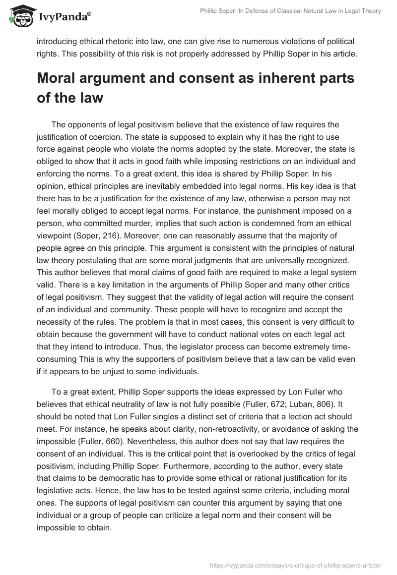 Phillip Soper: In Defense of Classical Natural Law in Legal Theory. Page 3