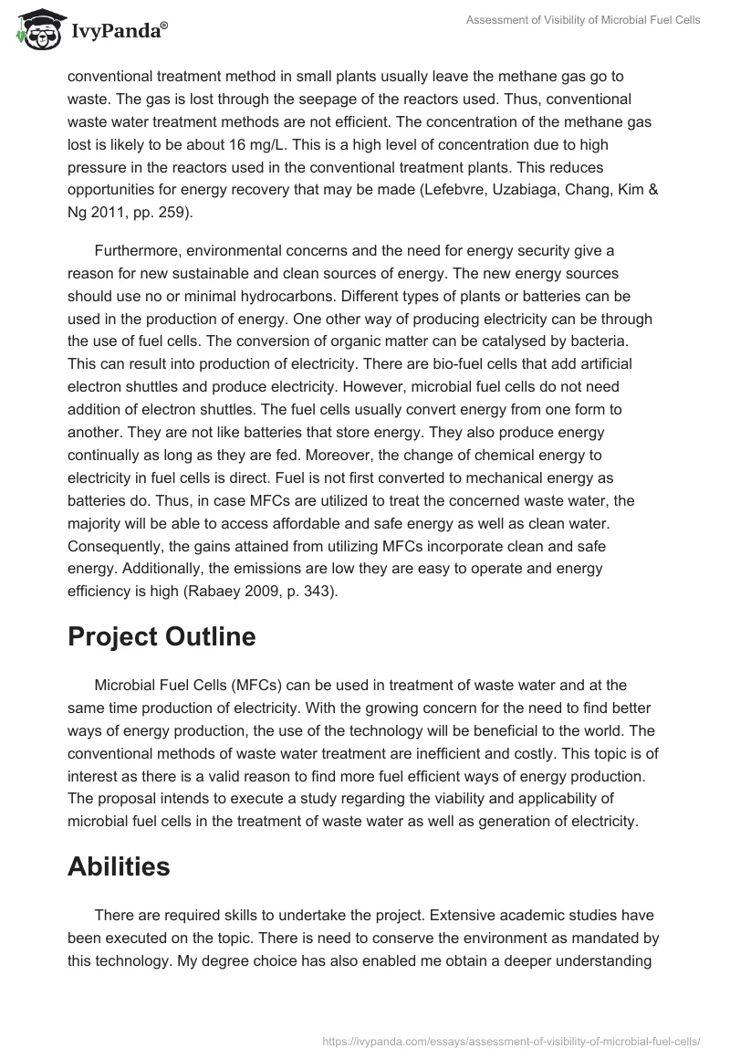 Assessment of Visibility of Microbial Fuel Cells. Page 2