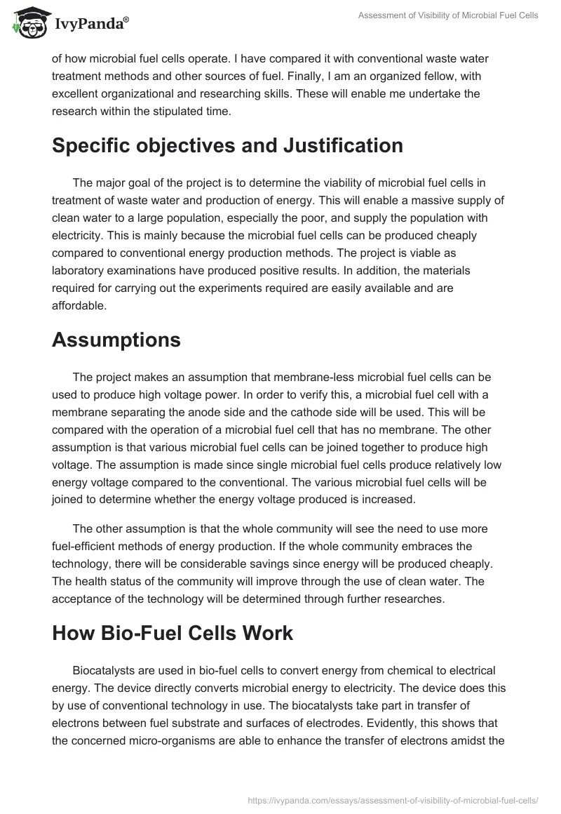 Assessment of Visibility of Microbial Fuel Cells. Page 3