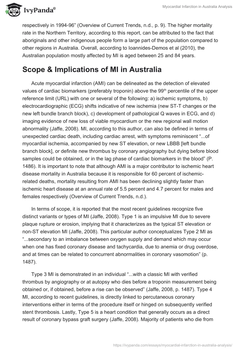 Myocardial Infarction in Australia Analysis. Page 2
