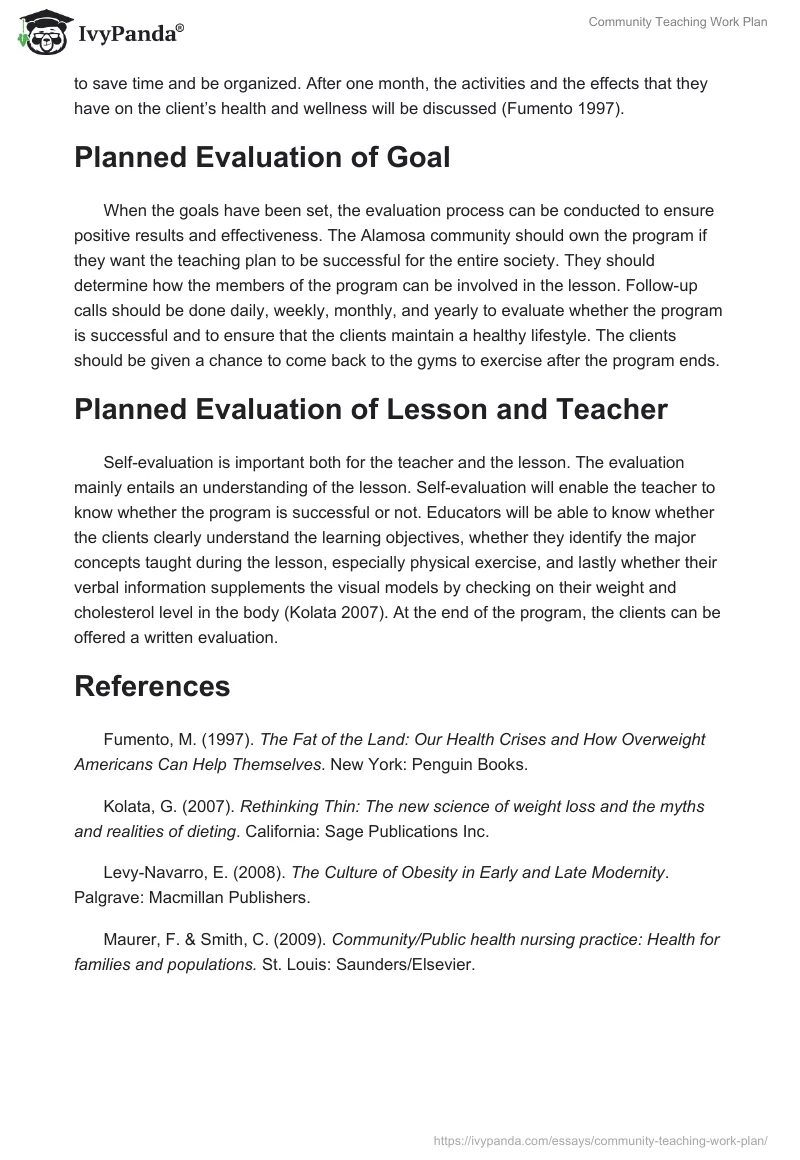Community Teaching Work Plan. Page 2
