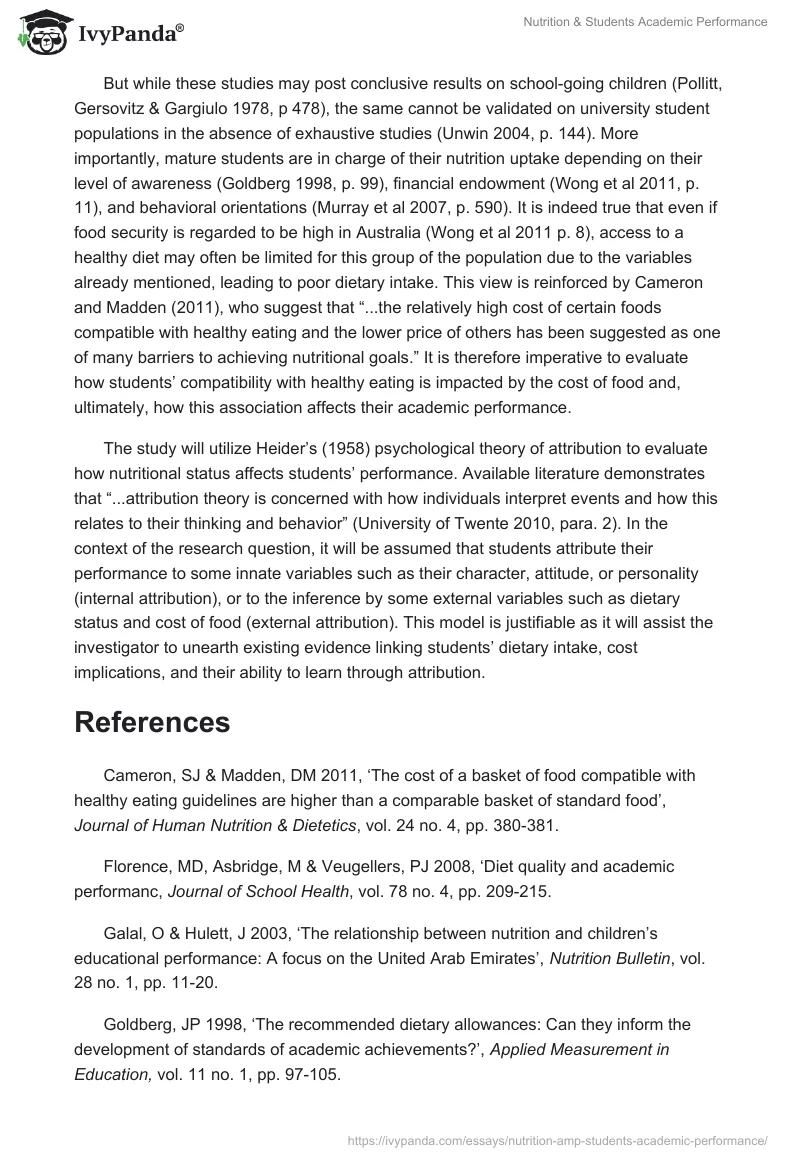 Nutrition & Students Academic Performance. Page 2