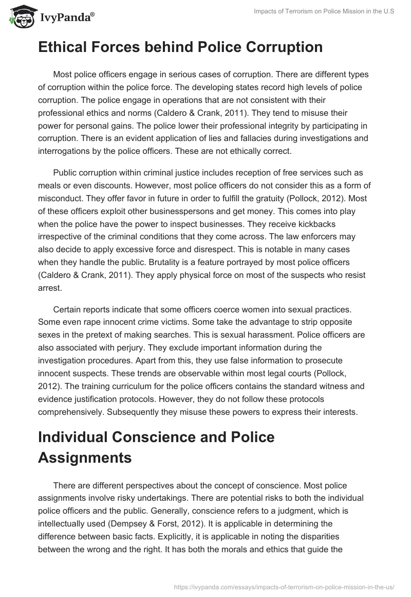 Impacts of Terrorism on Police Mission in the U.S.. Page 3