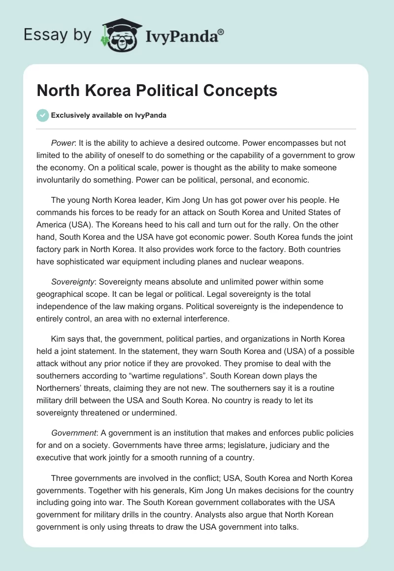 North Korea Political Concepts. Page 1
