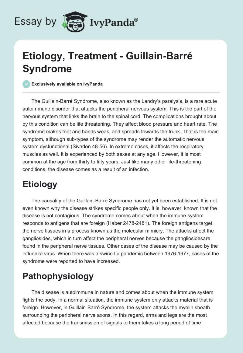 Etiology, Treatment - Guillain-Barré Syndrome. Page 1