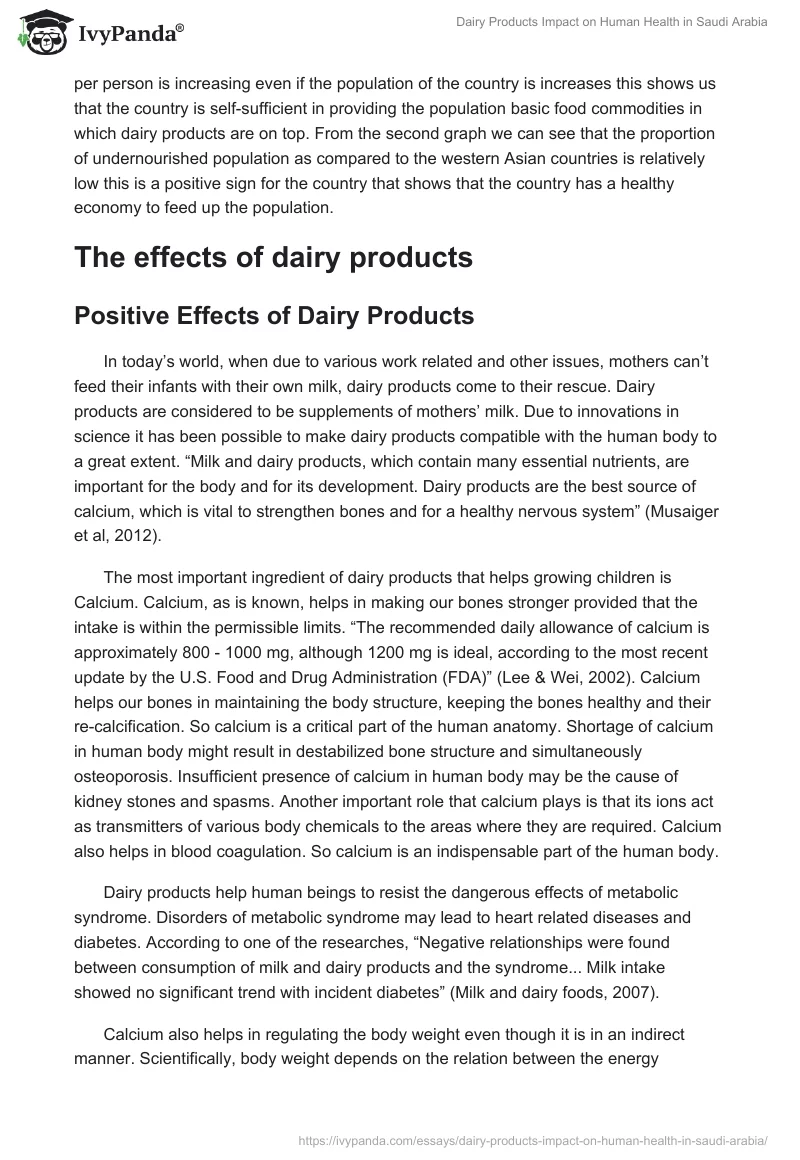 Dairy Products Impact on Human Health in Saudi Arabia. Page 4