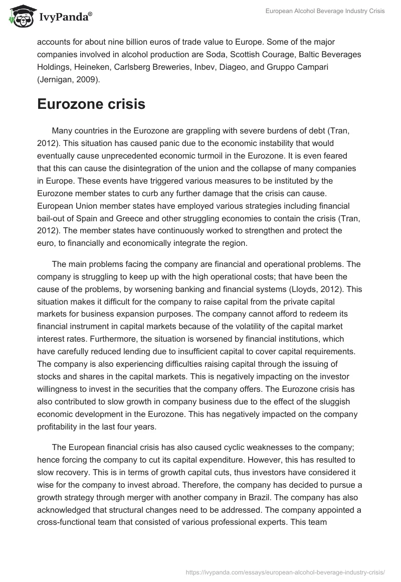 European Alcohol Beverage Industry Crisis. Page 2