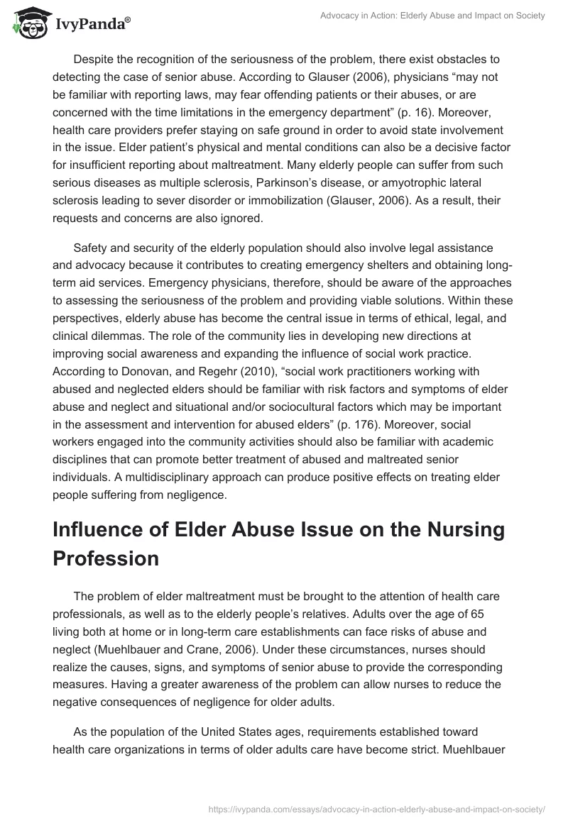 Advocacy in Action: Elderly Abuse and Impact on Society. Page 2