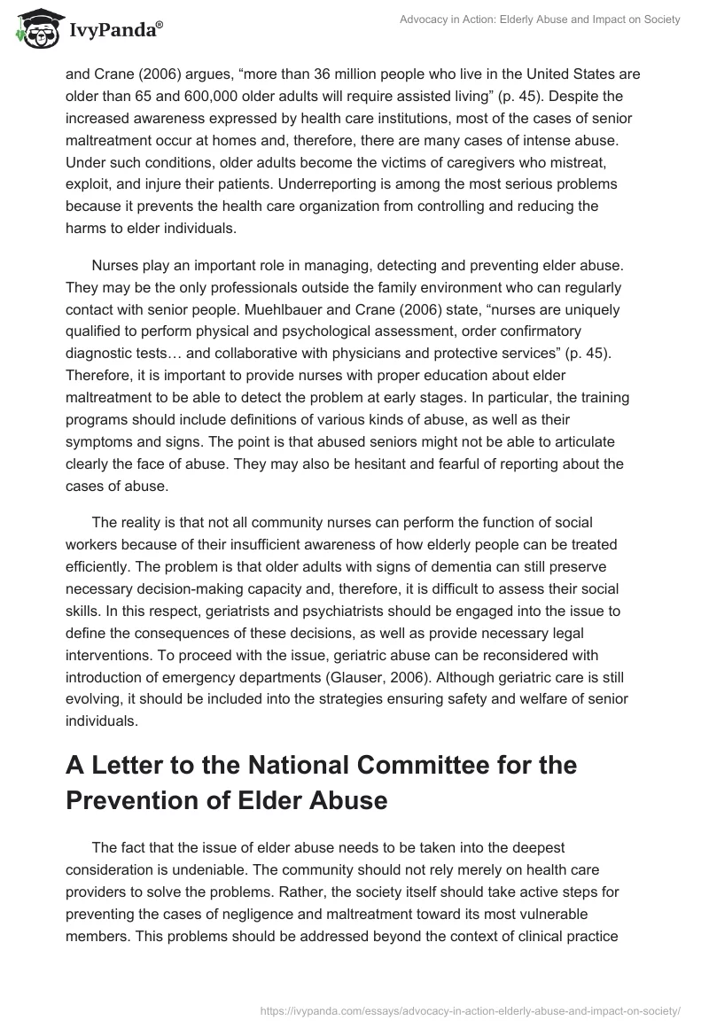Advocacy in Action: Elderly Abuse and Impact on Society. Page 3