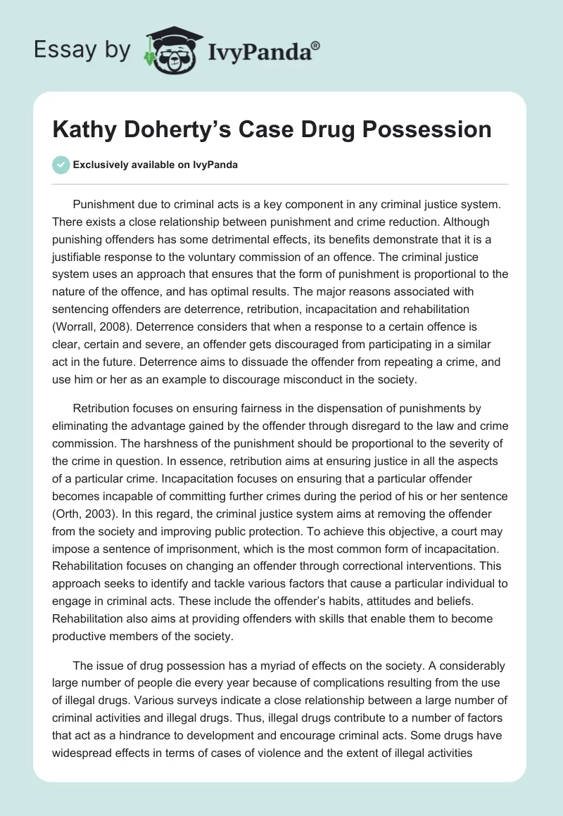 Kathy Doherty’s Case Drug Possession. Page 1