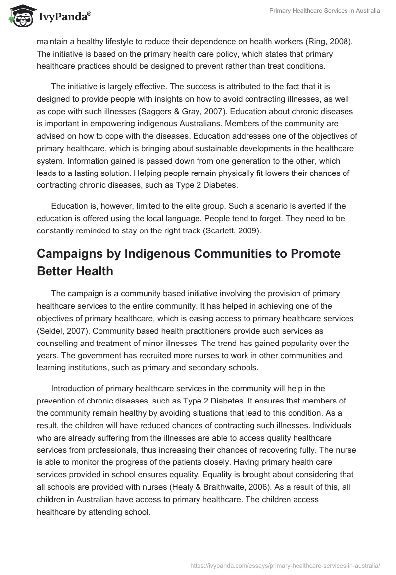 Primary Healthcare Services in Australia. Page 3