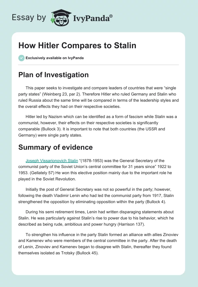 How Hitler Compares to Stalin. Page 1