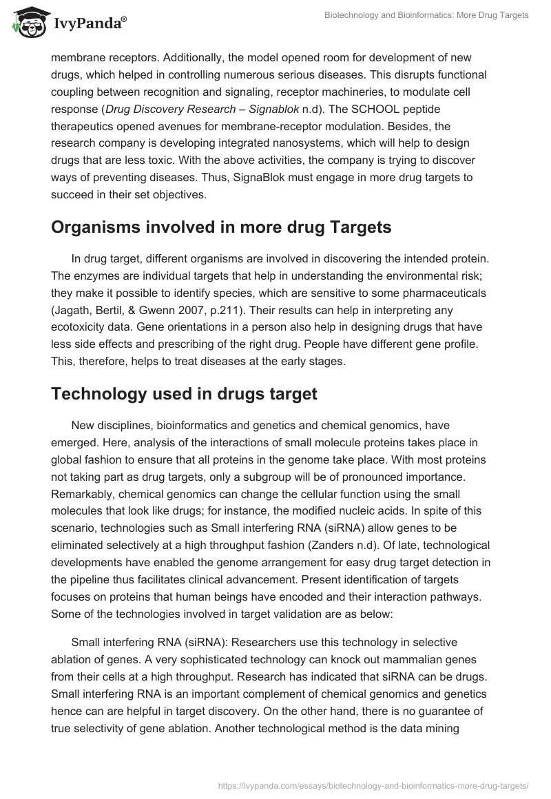 Biotechnology and Bioinformatics: More Drug Targets. Page 4