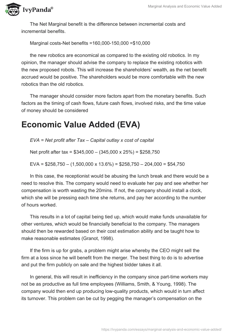 Marginal Analysis and Economic Value Added. Page 2
