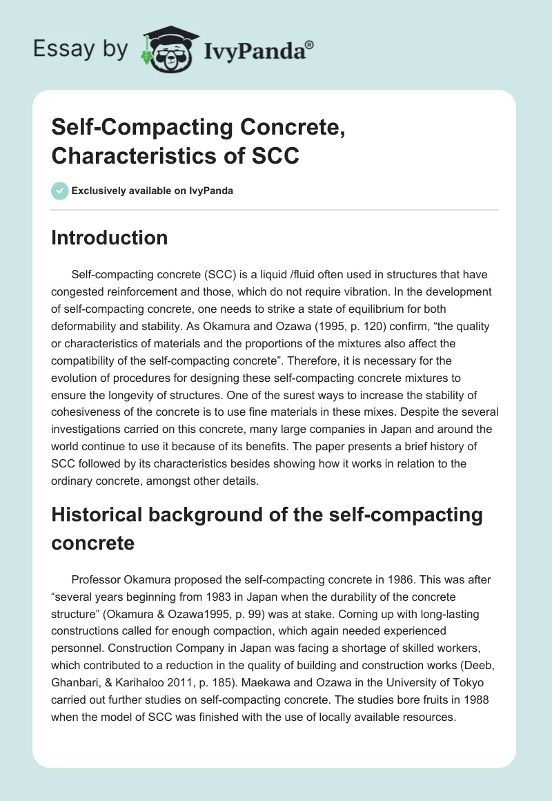 Self-Compacting Concrete, Characteristics of SCC. Page 1
