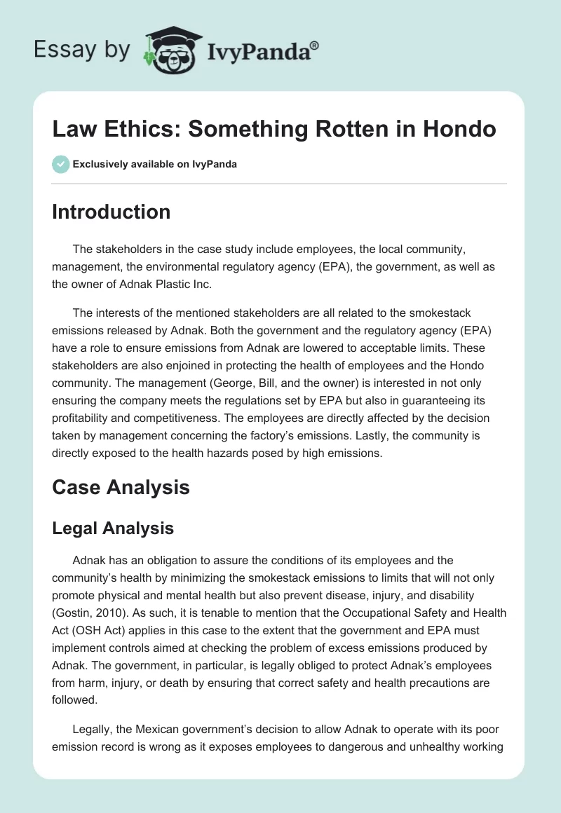 Law Ethics: Something Rotten in Hondo. Page 1