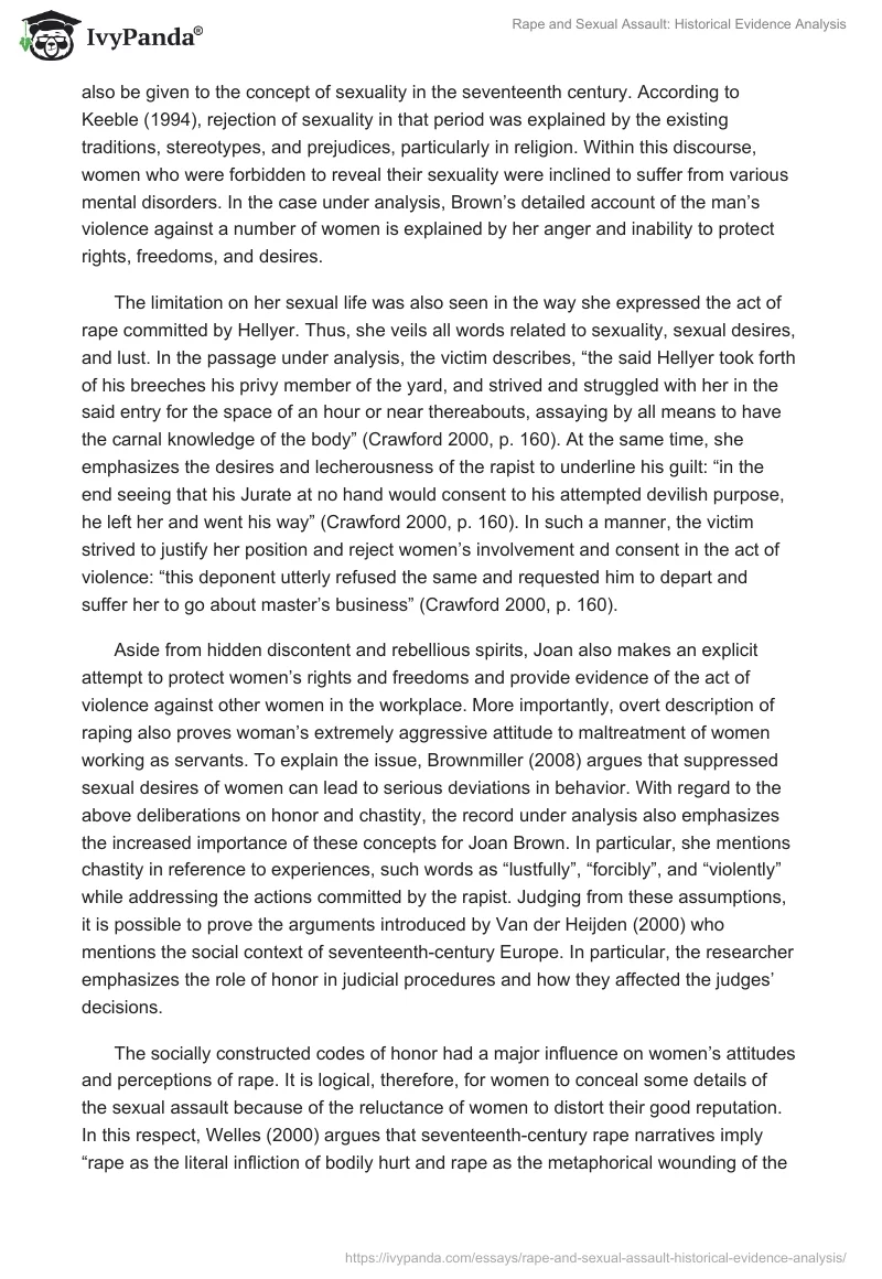 Rape and Sexual Assault: Historical Evidence Analysis. Page 4