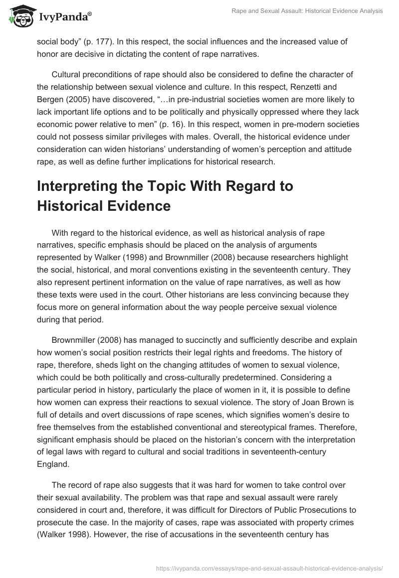 Rape and Sexual Assault: Historical Evidence Analysis. Page 5