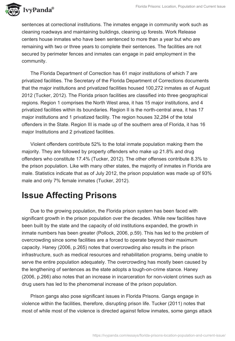 Florida Prisons: Location, Population and Current Issue. Page 2
