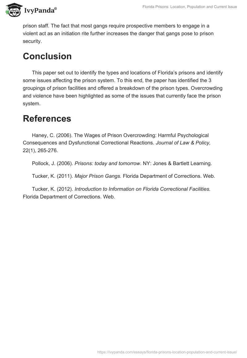 Florida Prisons: Location, Population and Current Issue. Page 3