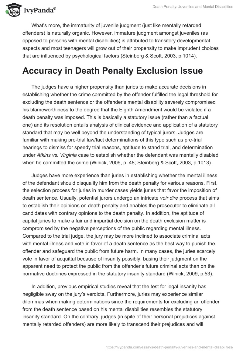 Death Penalty: Juveniles and Mental Disabilities. Page 4