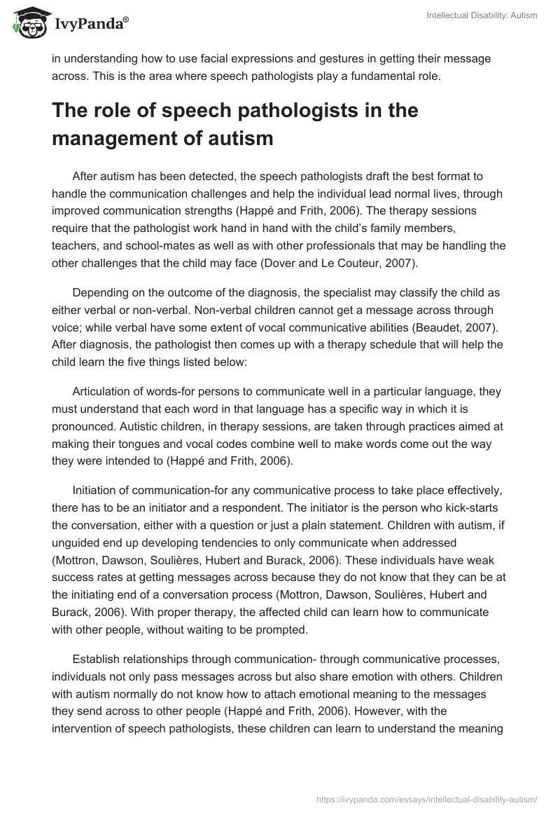 Intellectual Disability: Autism. Page 4