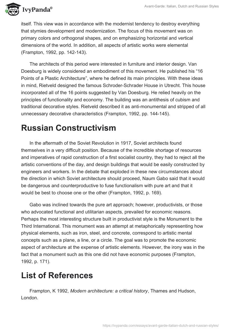 Avant-Garde: Italian, Dutch and Russian Styles. Page 2