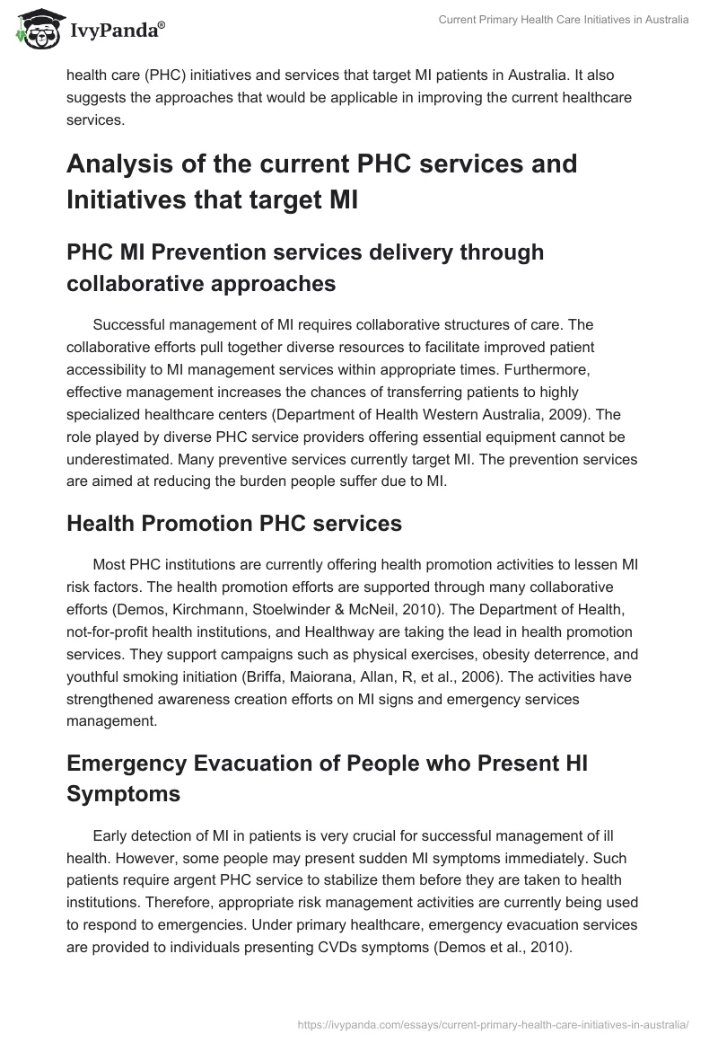 Current Primary Health Care Initiatives in Australia. Page 2