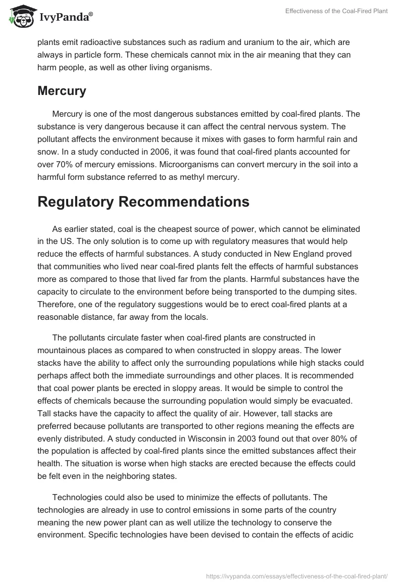 Effectiveness of the Coal-Fired Plant. Page 3