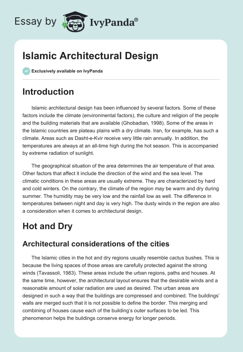 Islamic Architectural Design. Page 1