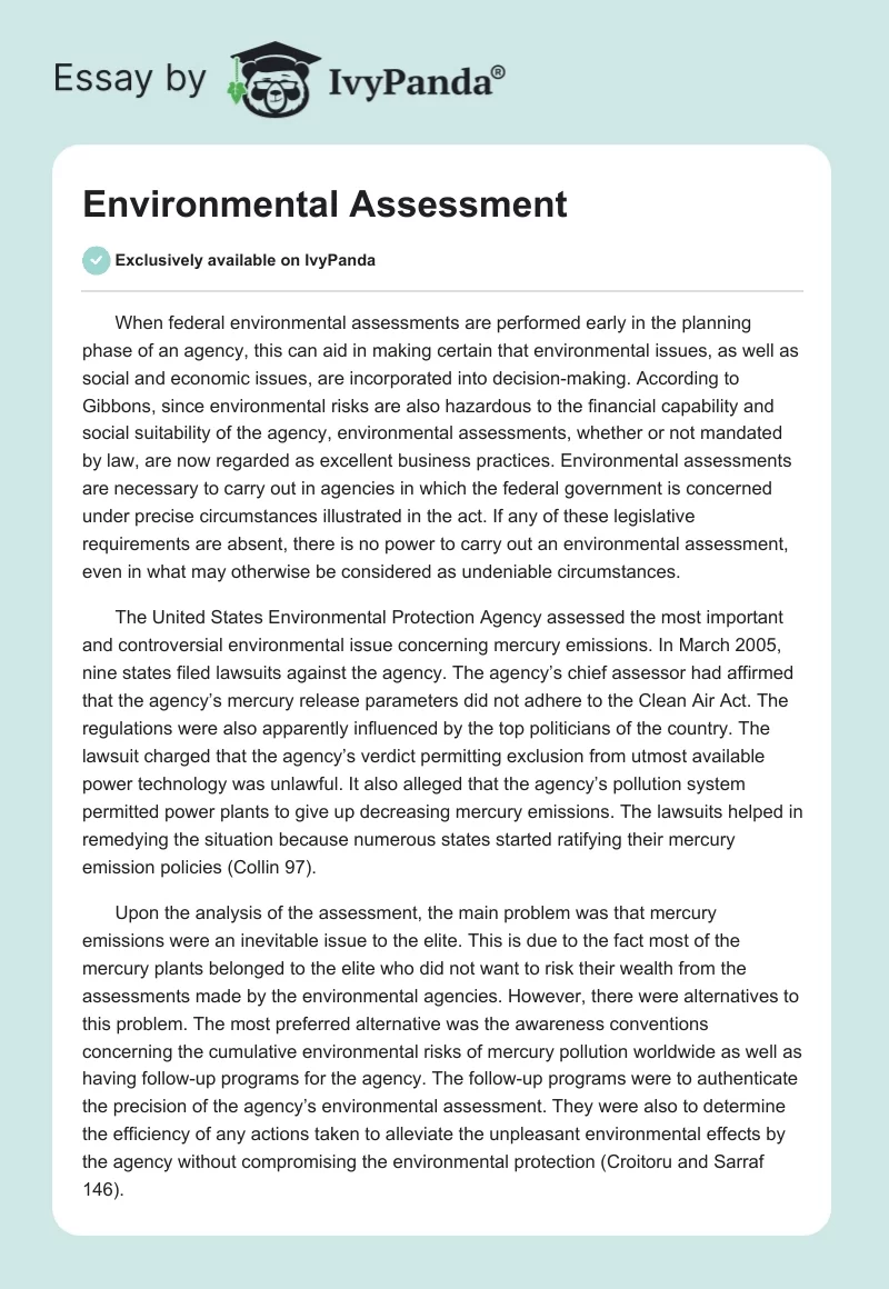 Environmental Assessment. Page 1