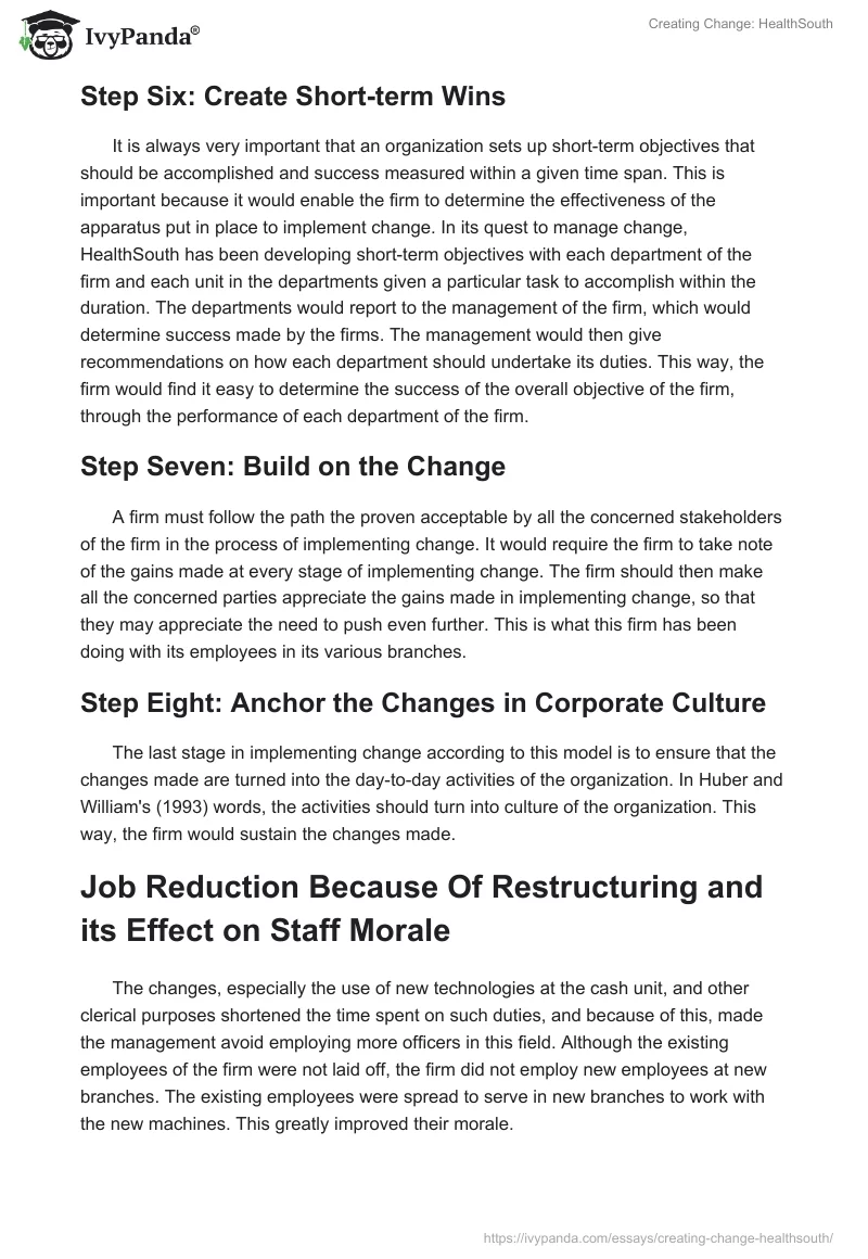 Creating Change: HealthSouth. Page 3