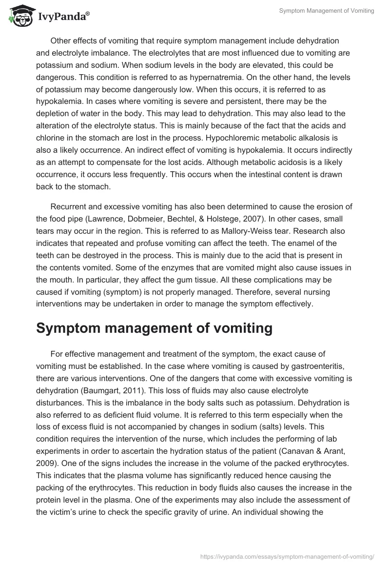 Symptom Management of Vomiting. Page 2