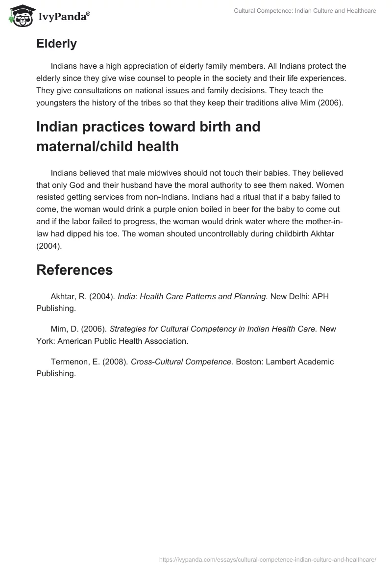 Cultural Competence: Indian Culture and Healthcare. Page 3