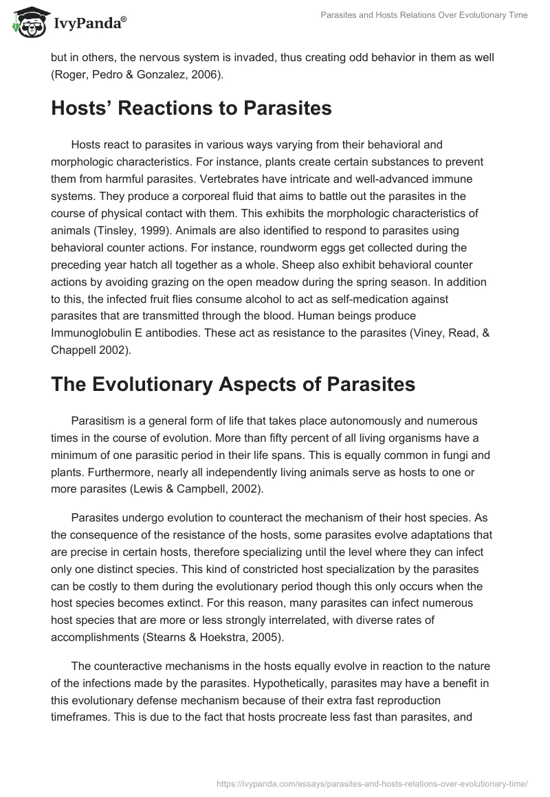 Parasites and Hosts Relations Over Evolutionary Time. Page 2