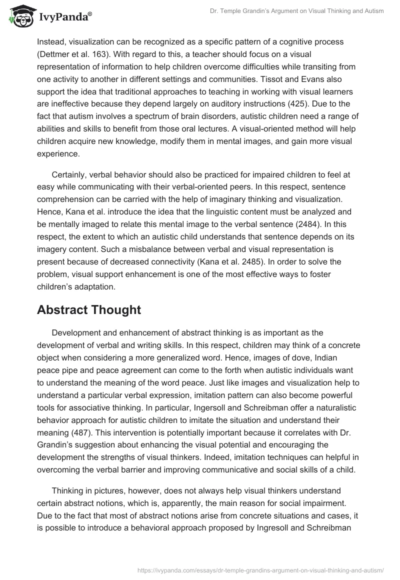 Dr. Temple Grandin’s Argument on Visual Thinking and Autism. Page 2