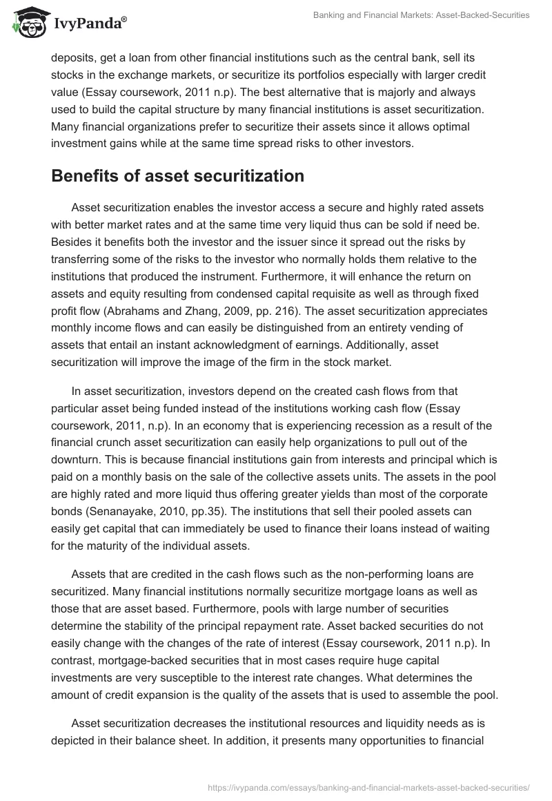 Banking and Financial Markets: Asset-Backed-Securities. Page 5