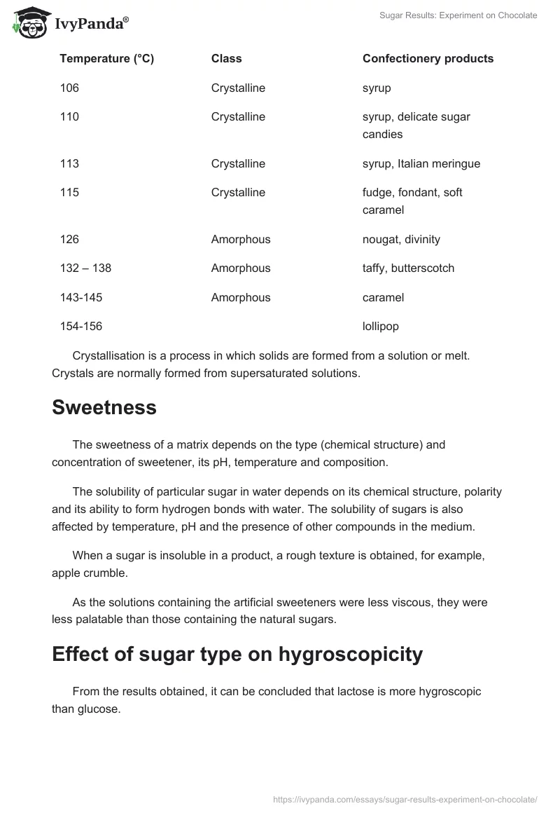 Sugar Results: Experiment on Chocolate. Page 2