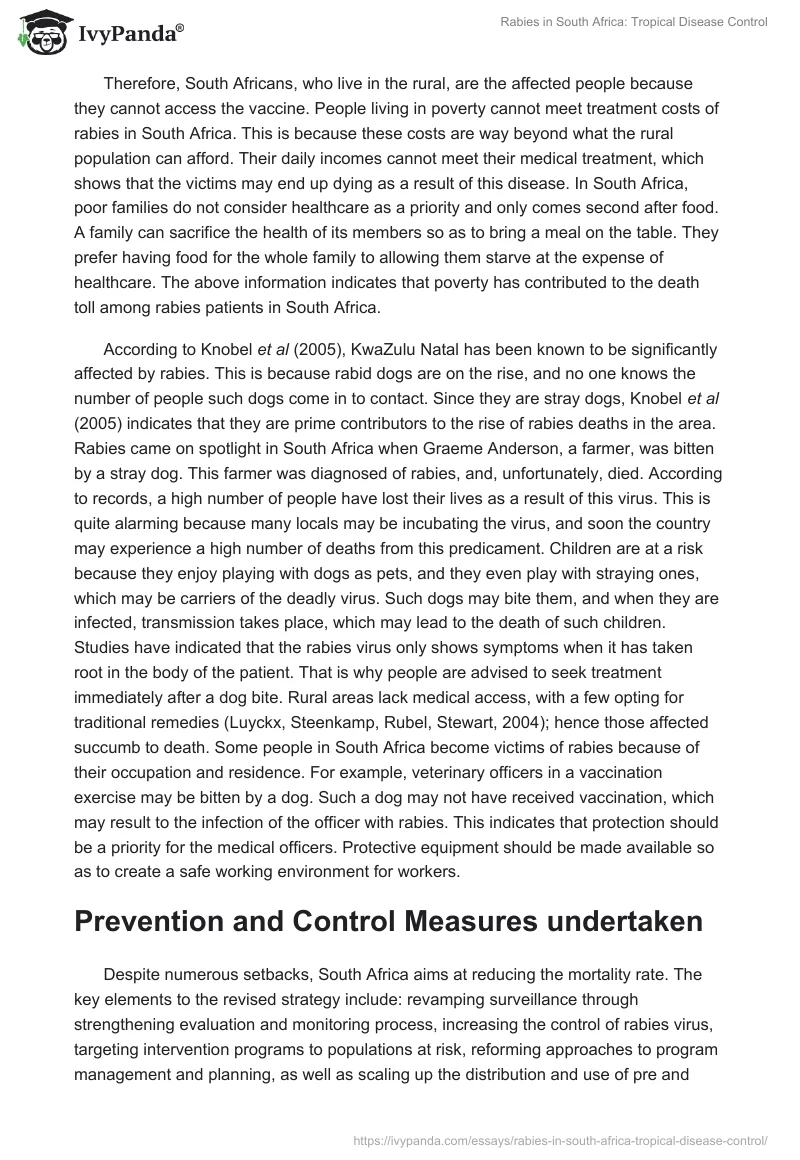 Rabies in South Africa: Tropical Disease Control. Page 2