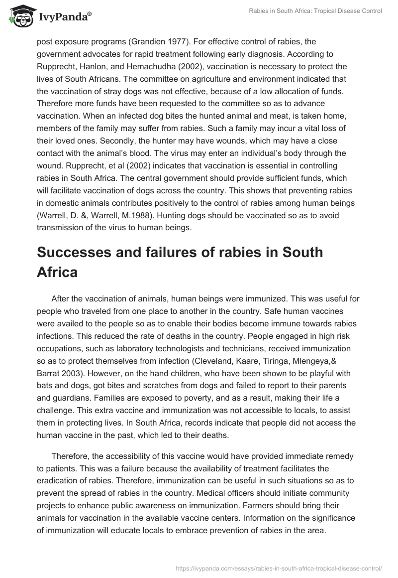 Rabies in South Africa: Tropical Disease Control. Page 3