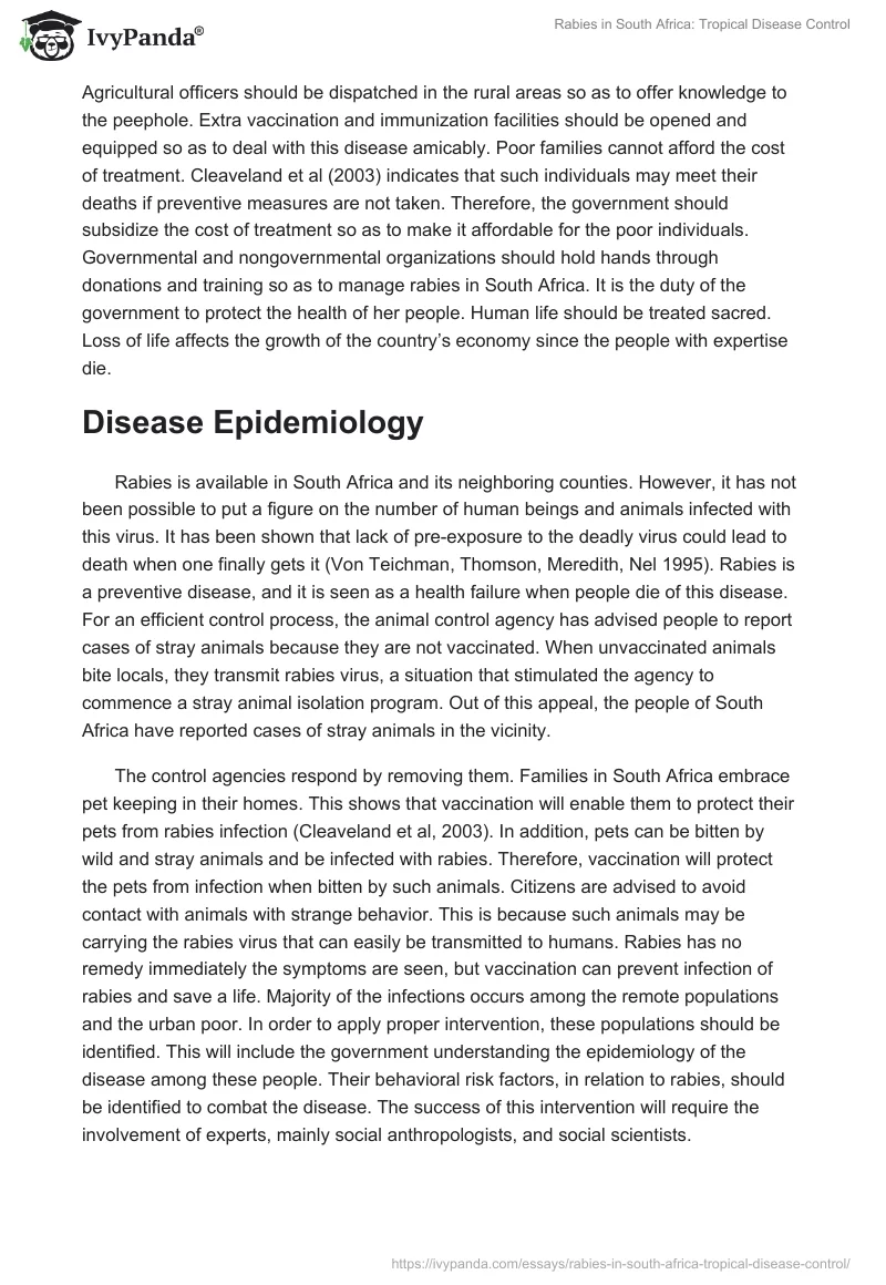 Rabies in South Africa: Tropical Disease Control. Page 4