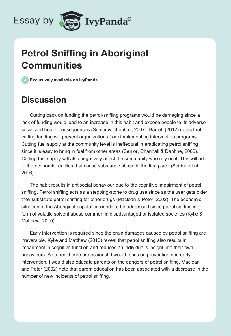 Petrol Sniffing in Aboriginal Communities. Page 1
