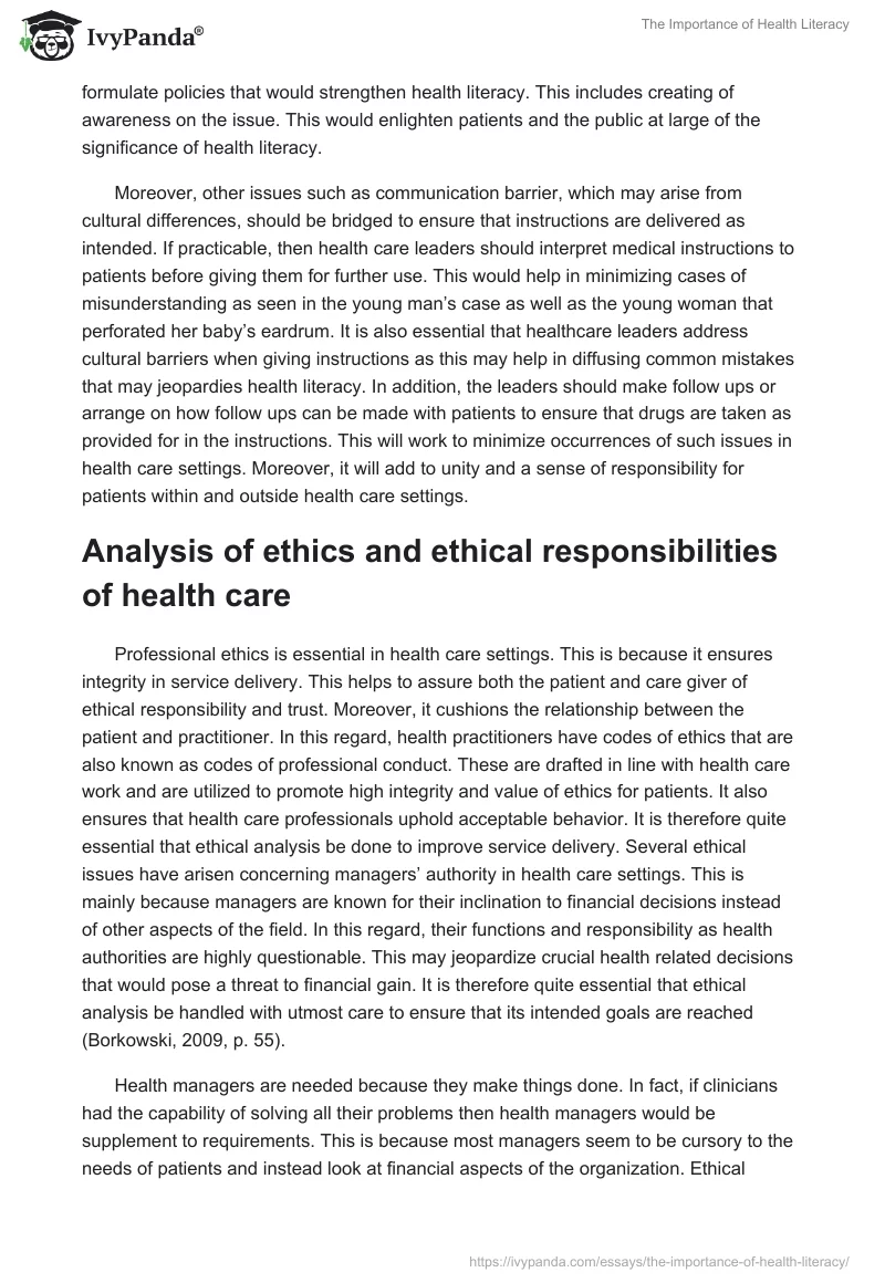 The Importance of Health Literacy. Page 3