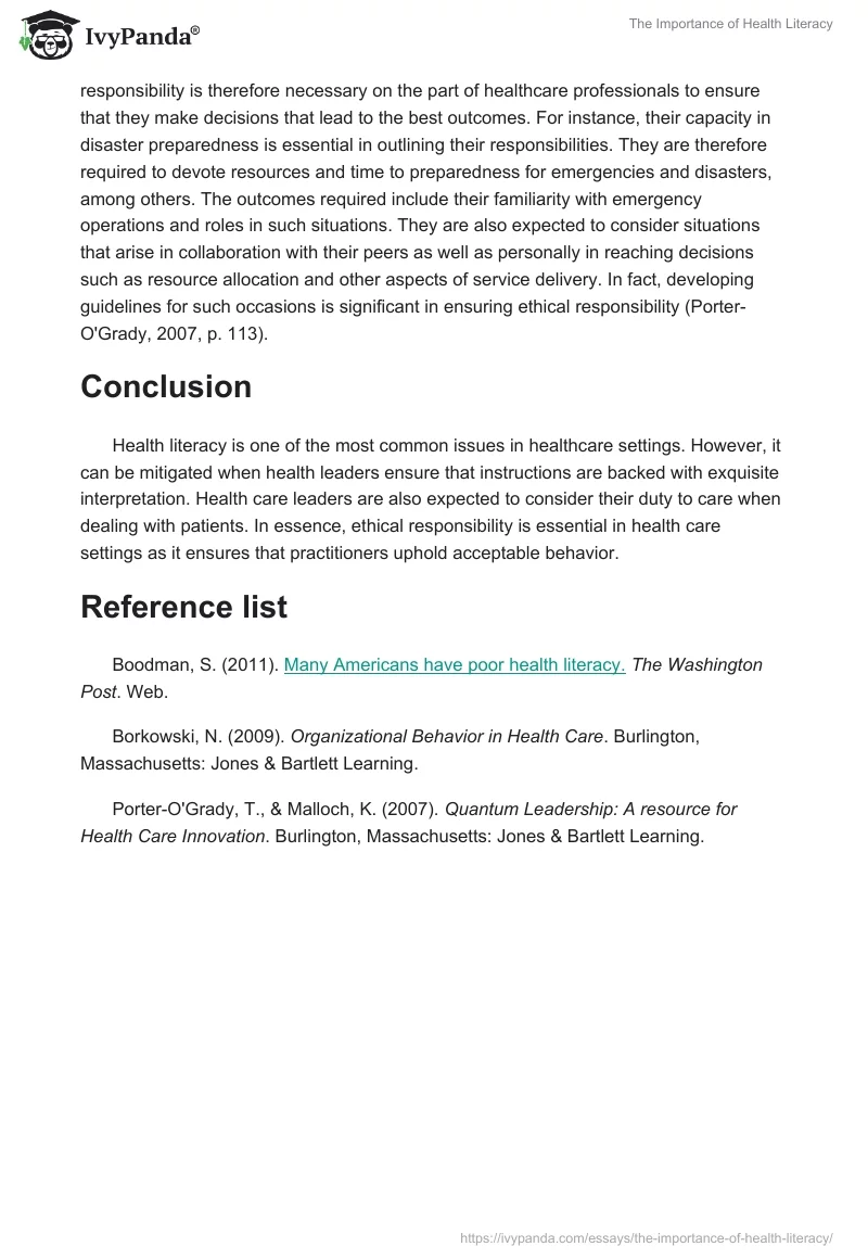 The Importance of Health Literacy. Page 4