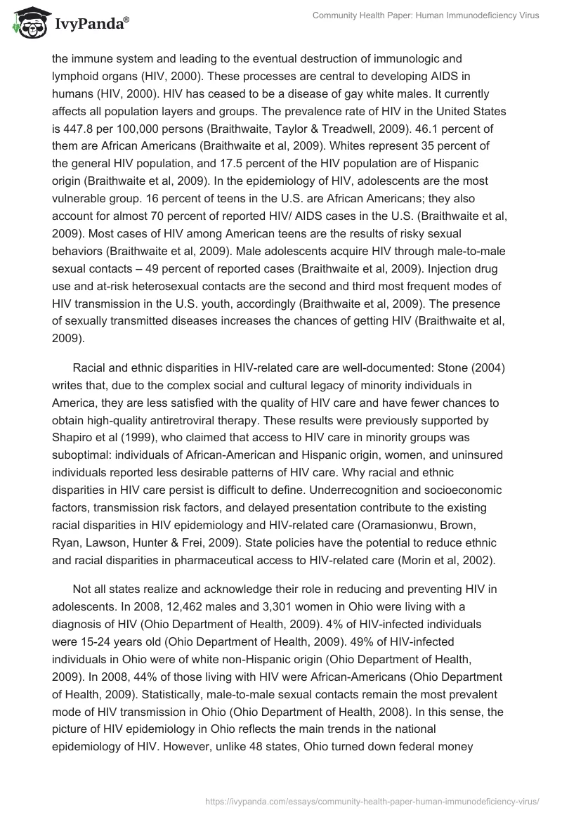 Community Health Paper: Human Immunodeficiency Virus. Page 2