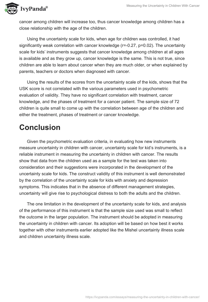 Measuring the Uncertainty in Children With Cancer. Page 4